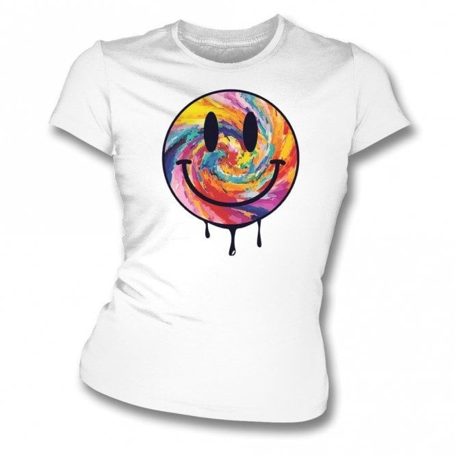 Abstract Acid Smiley Organic Womens Slim Fit T-Shirt