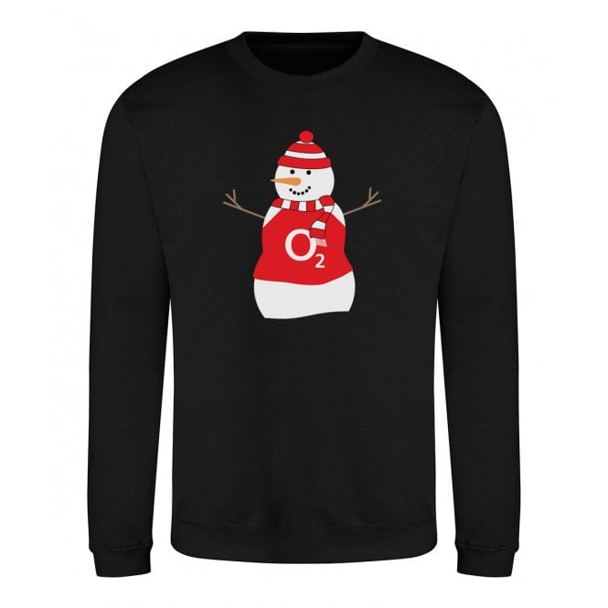 Arsenal Influenced Snowman Christmas Jumper