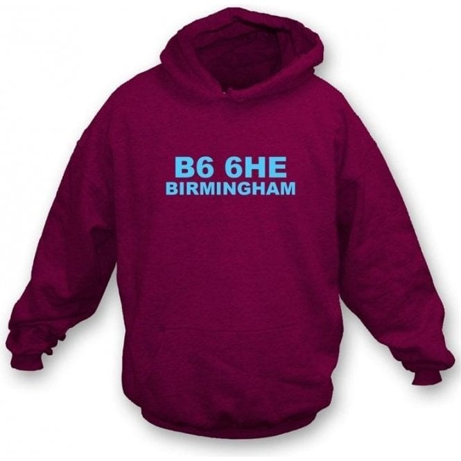 B6 6HE Birmingham Hooded Sweatshirt (Aston Villa)