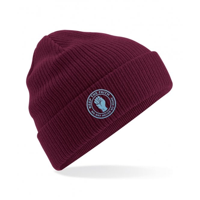 Burnley Influenced Keep The Faith Logo Embroidered Terrace Organic Cotton Beanie