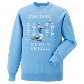 Ding Dong Merrily On Haal (Erling Haaland - Manchester City Influenced) Kids Christmas Jumper