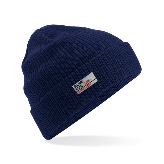 Elland Road (Leeds United Influenced) Road Sign Logo Embroidered Terrace Organic Cotton Beanie
