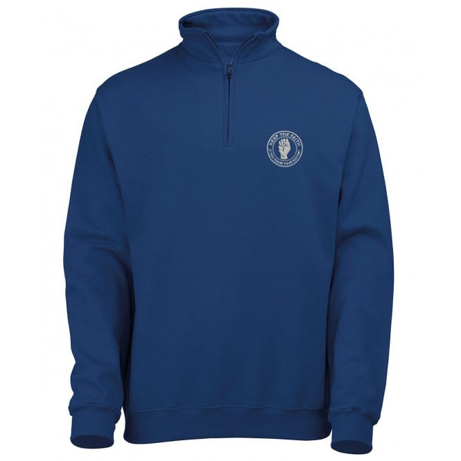 Everton Influenced Keep The Faith Embroidered Terrace Quarter Zip Sweatshirt