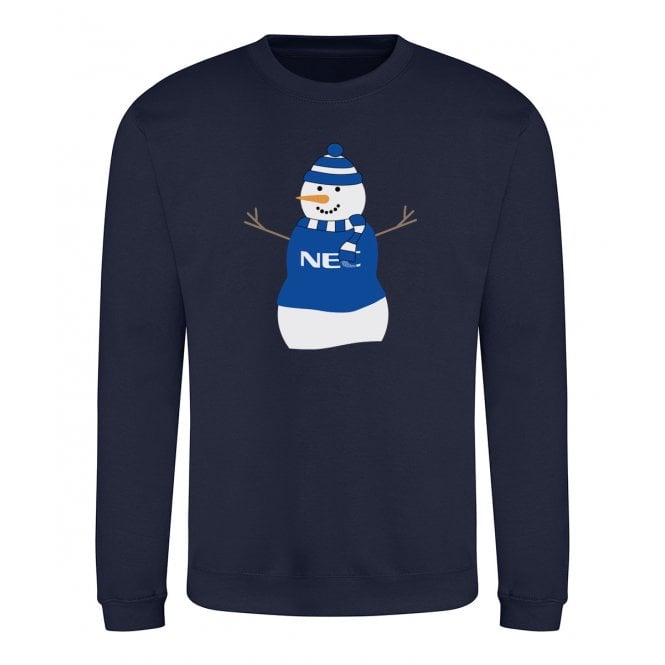 Everton Influenced Snowman Kids Christmas Jumper