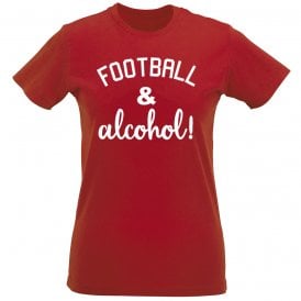 Football & Alcohol! Red Womens Slim Fit T-Shirt