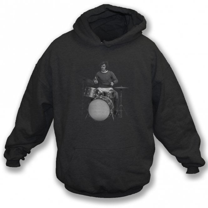 George Best On Drums (Manchester United Influenced) Organic Hooded Sweatshirt