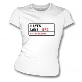 Hayes Lane BR2 (Bromley Influenced) Road Sign Organic Womens Slim Fit T-Shirt
