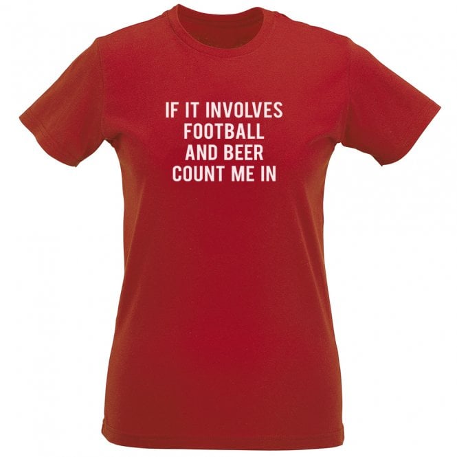 If It Involves Football & Beer Count Me In Womens Slim Fit T-Shirt