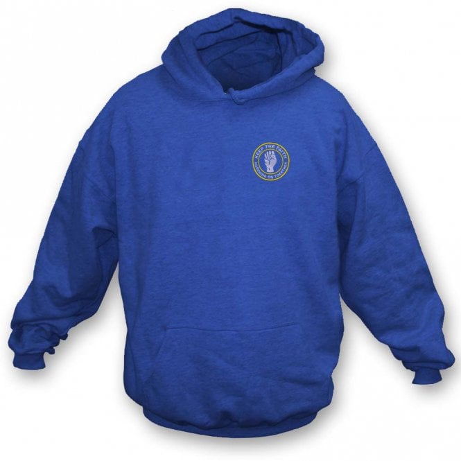 Leeds United Influenced Keep The Faith Embroidered Terrace Kids Varsity Hoodie
