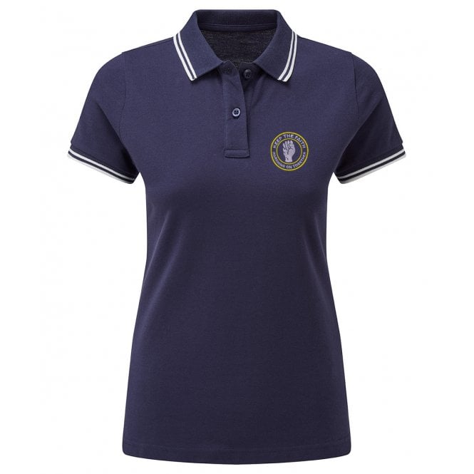 Leeds United Influenced Keep The Faith Embroidered Terrace Womens Polo Shirt