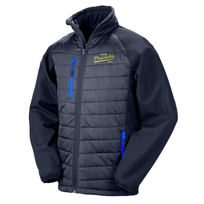 Leeds United Influenced Vintage Logo Embroidered Away Days Padded Softshell Jacket