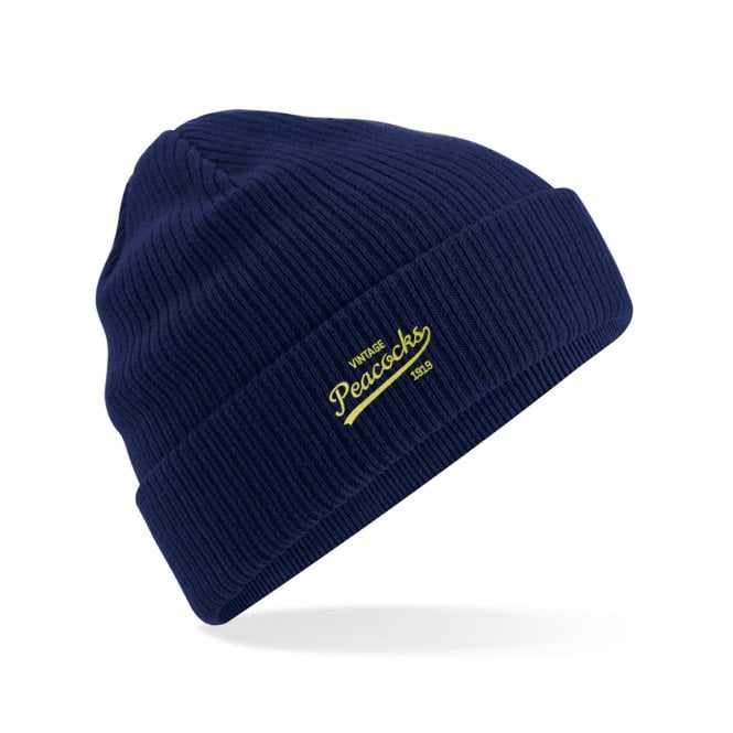 Leeds United Influenced Vintage Logo Embroidered Terrace Organic Cotton Beanie