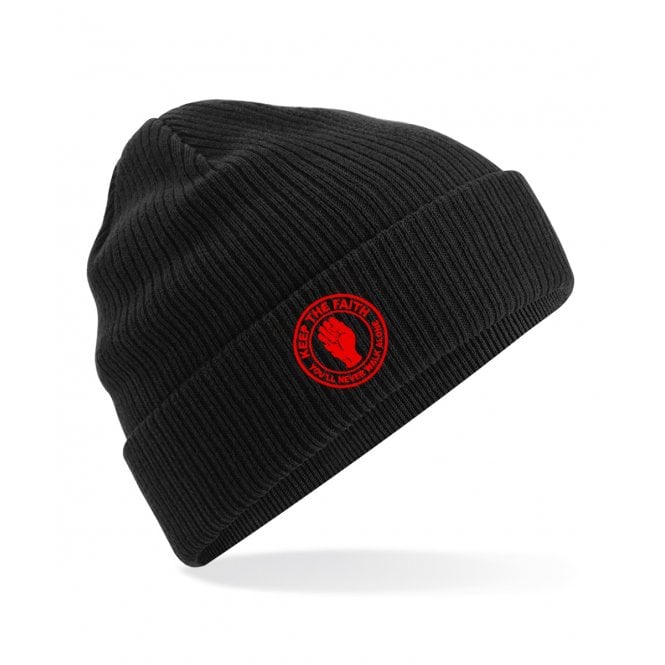 Liverpool Influenced Keep The Faith Logo Embroidered Terrace Organic Cotton Beanie
