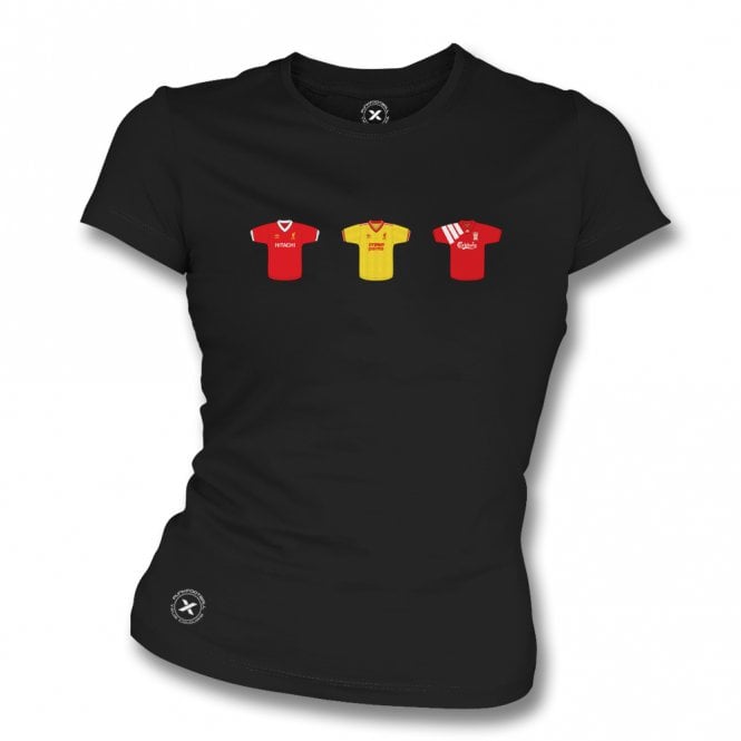 Liverpool Retro Football Kits (True Colours Collab) Organic Womens Slim Fit T-Shirt