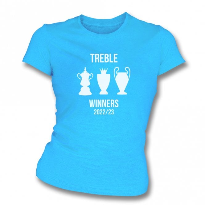 Man City Treble Winners 2022/23 Womens Slim Fit T-Shirt