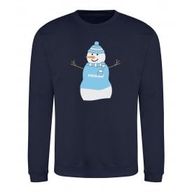 Manchester City Influenced Snowman Kids Christmas Jumper