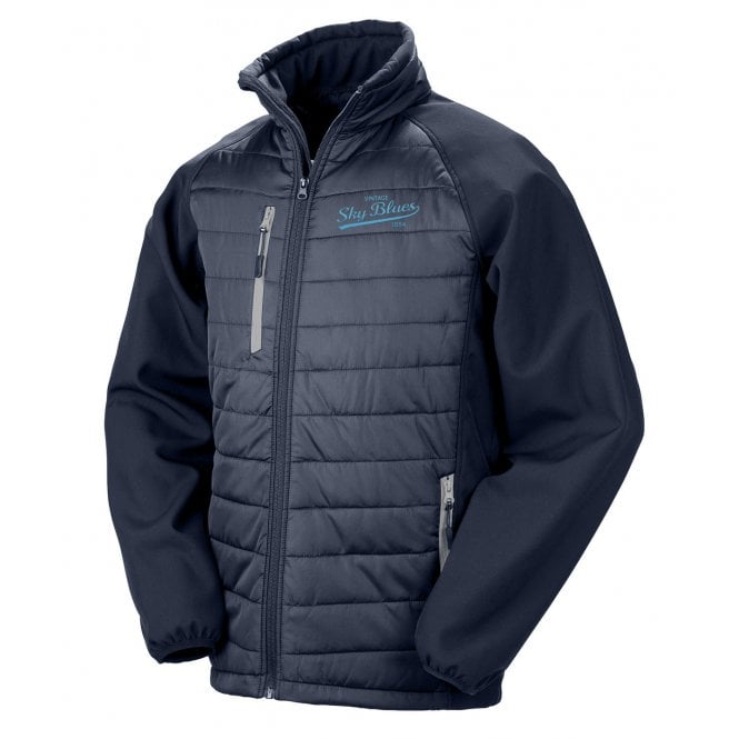 Manchester City Influenced Vintage Logo Embroidered Away Days Padded Softshell Jacket