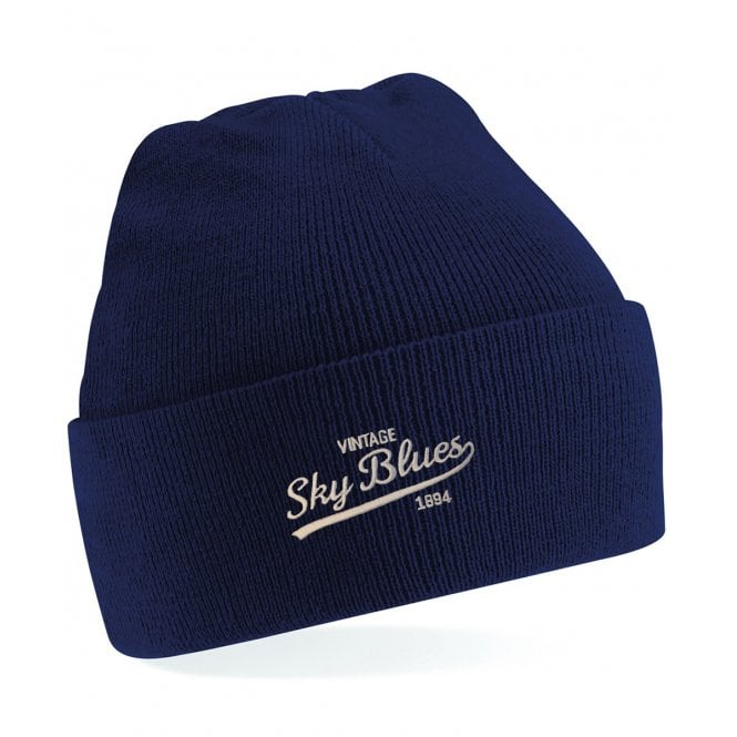 Manchester City Influenced Vintage Logo Embroidered Terrace Kids Beanie