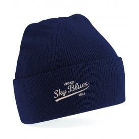 Manchester City Influenced Vintage Logo Embroidered Terrace Kids Beanie