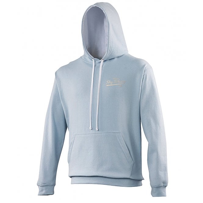 Manchester City Influenced Vintage Logo Embroidered Terrace Varsity Hoodie