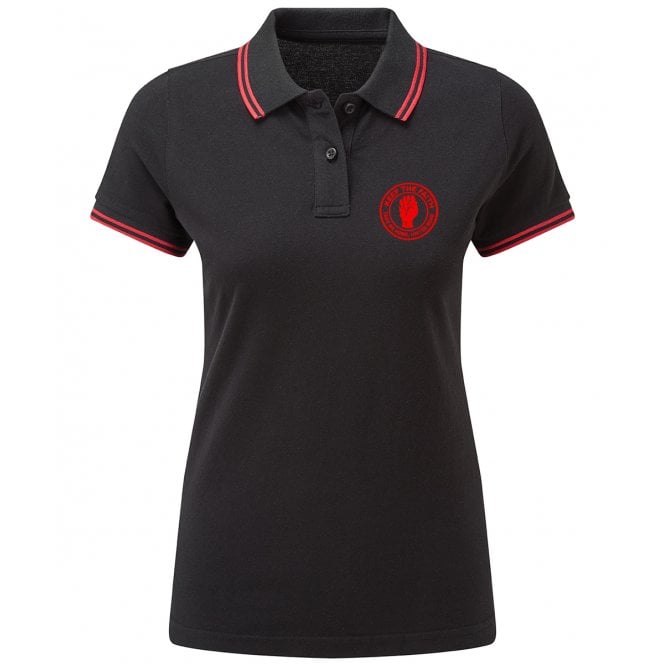 Manchester United Influenced Keep The Faith Embroidered Terrace Womens Polo Shirt