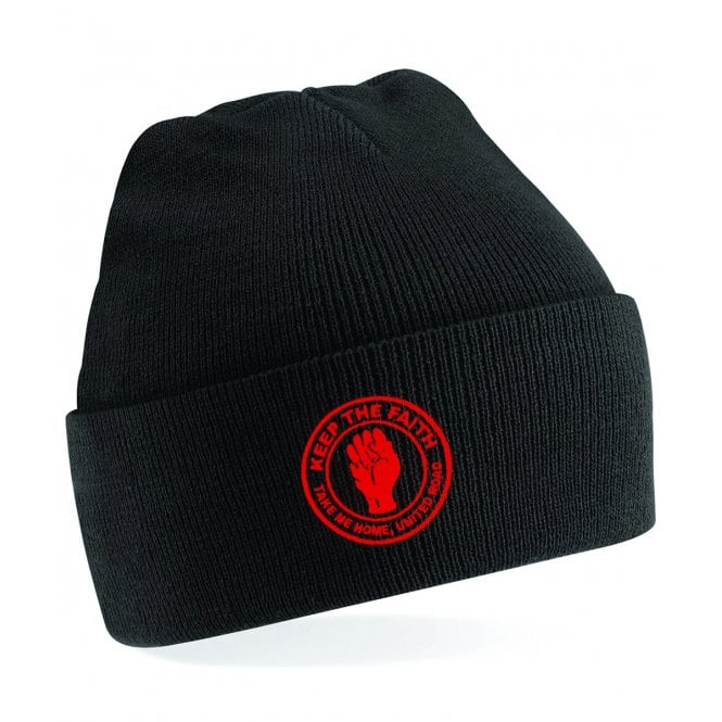 Manchester United Influenced Keep The Faith Logo Embroidered Terrace Kids Beanie