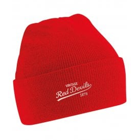 Manchester United Influenced Vintage Logo Embroidered Terrace Kids Beanie