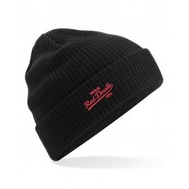 Manchester United Influenced Vintage Logo Embroidered Terrace Organic Cotton Beanie