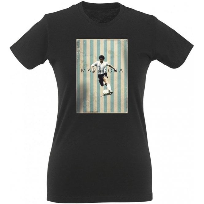Maradona Vintage Poster Womens Slim Fit T-Shirt