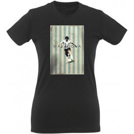 Maradona Vintage Poster Womens Slim Fit T-Shirt