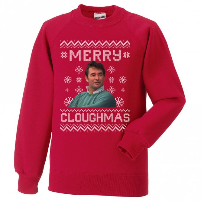 Merry Cloughmas (Brian Clough) Red Kids Christmas Jumper