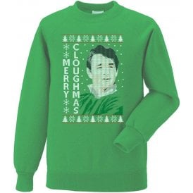 Merry Cloughmas Kelly Green Kids Christmas Jumper