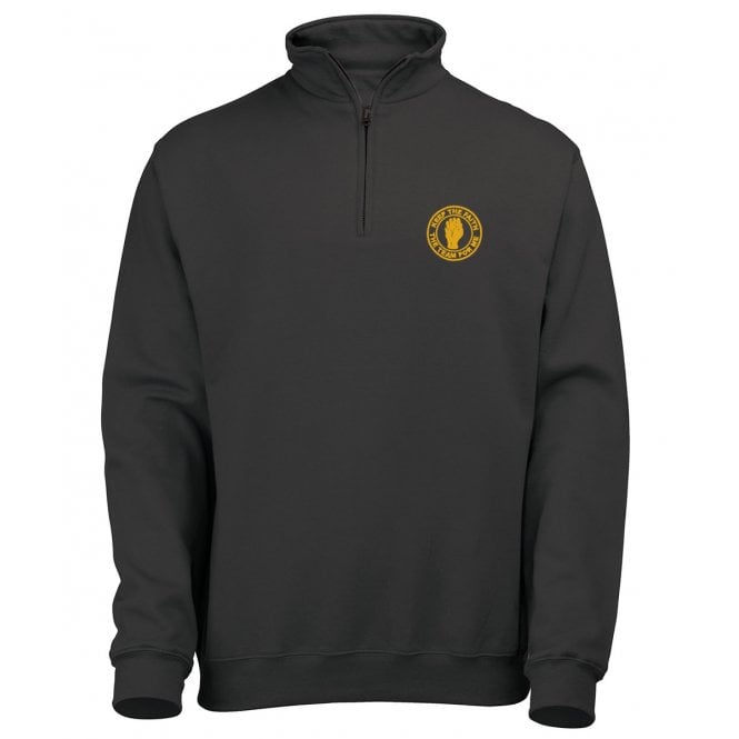 Motherwell Influenced Keep The Faith Embroidered Terrace Quarter Zip Sweatshirt