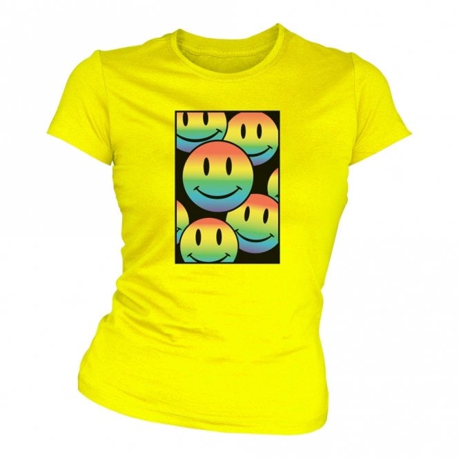 Multicoloured Smileys Womens Slim Fit T-Shirt