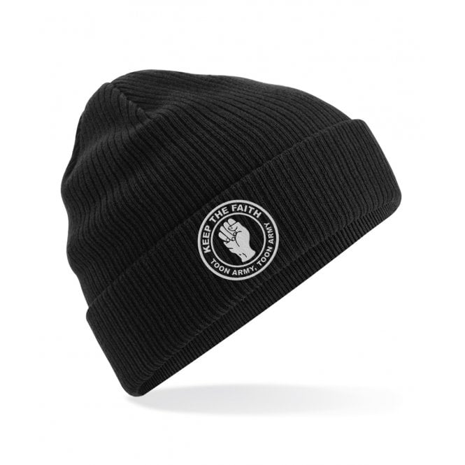 Newcastle United Influenced Keep The Faith Logo Embroidered Terrace Organic Cotton Beanie
