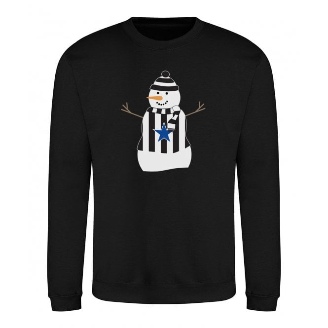 Newcastle United Influenced Snowman Kids Christmas Jumper