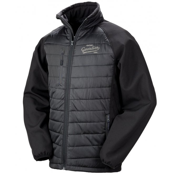 Newcastle United Influenced Vintage Logo Embroidered Away Days Padded Softshell Jacket