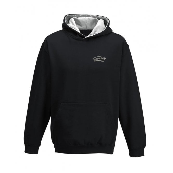 Newcastle United Influenced Vintage Logo Embroidered Terrace Kids Varsity Hoodie