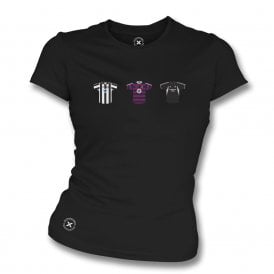 Newcastle United Retro Football Kits (True Colours Collab) Organic Womens Slim Fit T-Shirt