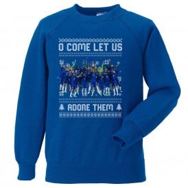 O Come Let Us Adore Them (Chelsea 2021 Influenced) Kids Christmas Jumper