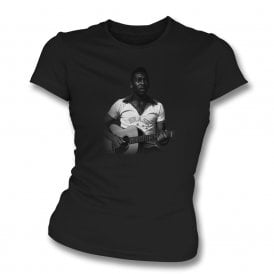 Pele On Acoustic Guitar (Brazil Influenced) Womens Slim Fit T-Shirt