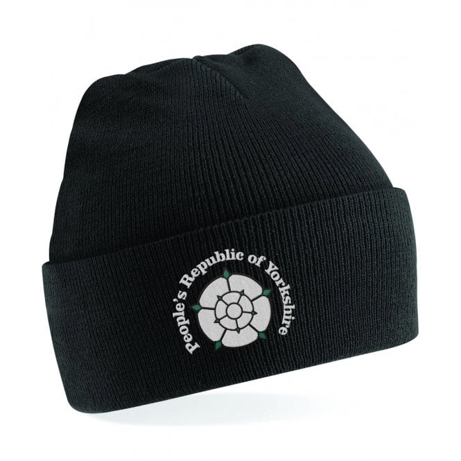 People's Republic Of Yorkshire Black Embroidered Kids Beanie