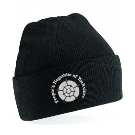 People's Republic Of Yorkshire Black Embroidered Kids Beanie