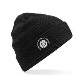 People's Republic Of Yorkshire Black Embroidered Organic Cotton Beanie