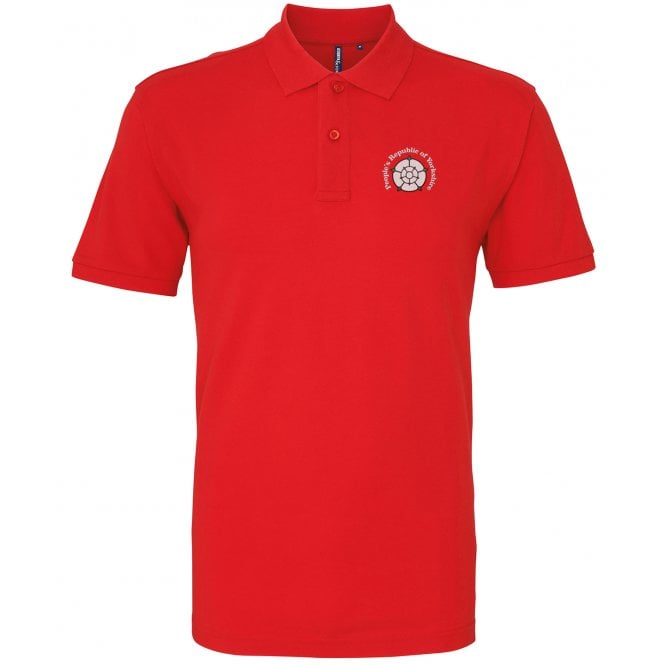 People's Republic Of Yorkshire Red Embroidered Left Breast Logo Polo Shirt