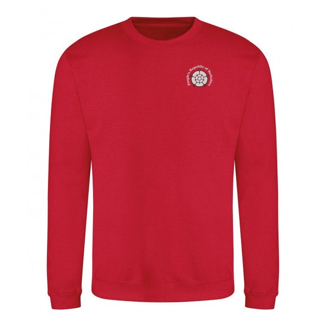People's Republic Of Yorkshire Red Embroidered Left Breast Logo Sweatshirt