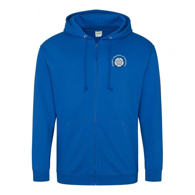People's Republic Of Yorkshire Royal Blue Embroidered Left Breast Logo Zip Hooded Sweatshirt