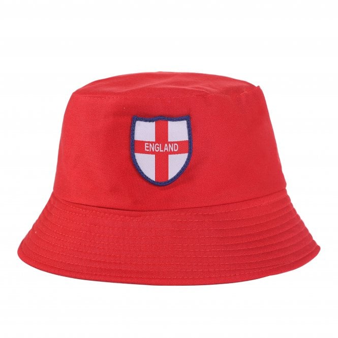 Red England St. George's Flag On Shield Reversible Bucket Hat