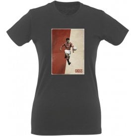 Ryan Giggs (Manchester United) Vintage Poster Vintage Wash Womens Slim Fit T-Shirt