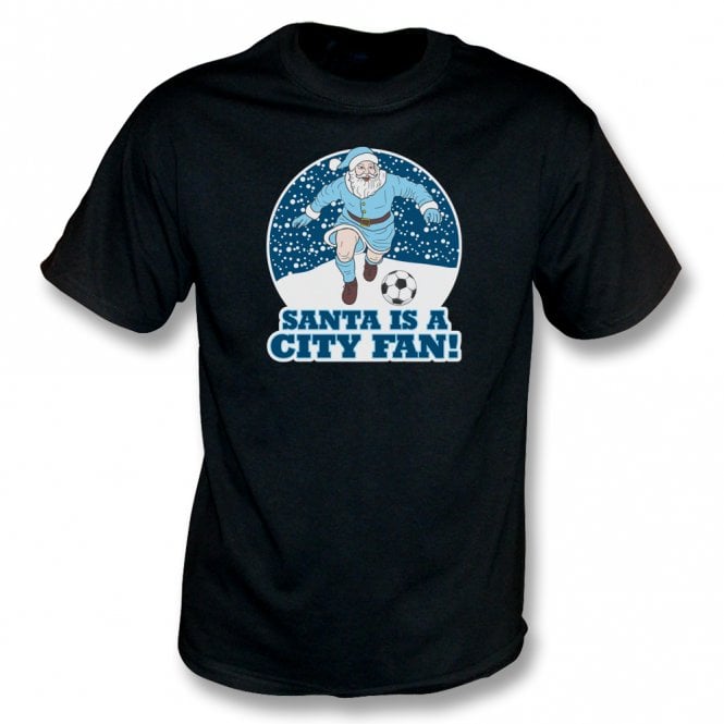 Santa Is A City Fan (Manchester City Influenced) Christmas T-Shirt